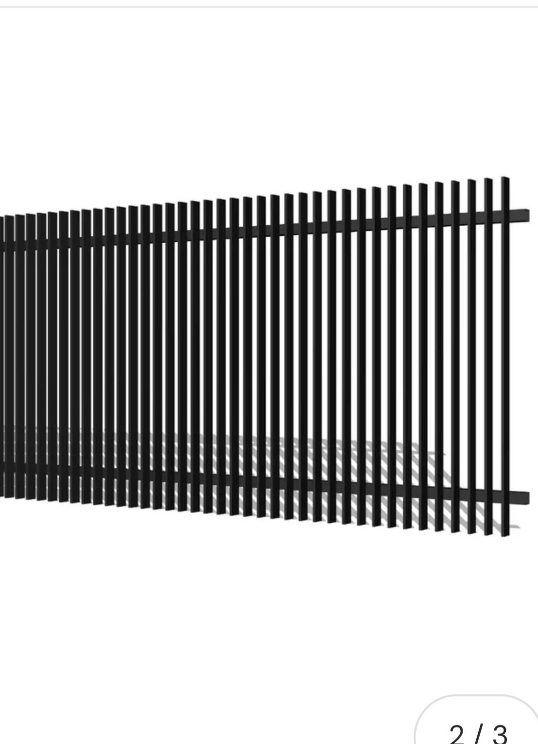 Blade Fence Panel with fittings 65x16mm, 2.4x1.2m Black